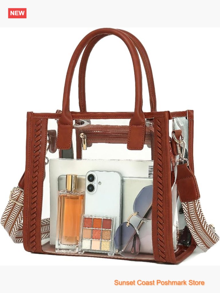 Clear Stadium Approved Tote Bag Crossbody Transparent Woven Handbag Water
